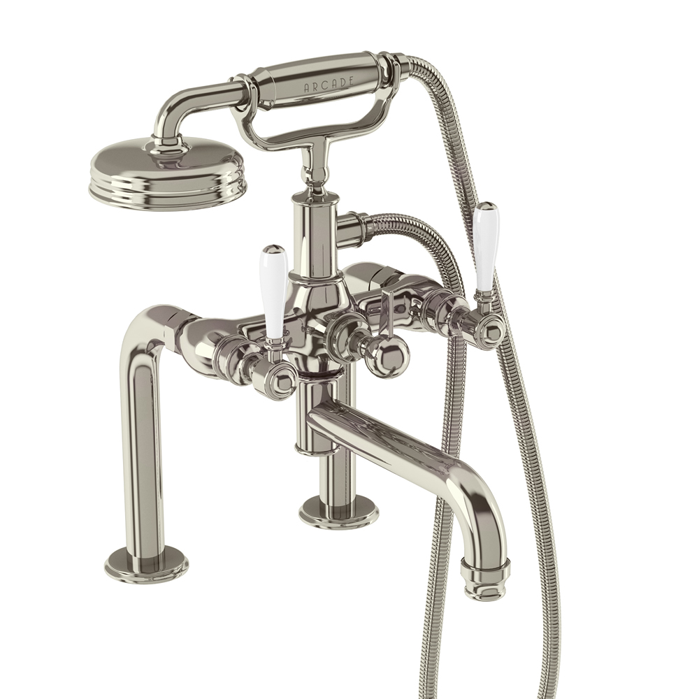 Arcade Bath shower mixer deck-mounted - nickel with ceramic lever